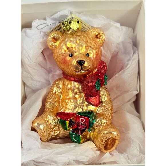 Ornament Glass Hand Blown Teddy Bear Merck Family Old World Christmas Tree - Picture 5 of 10